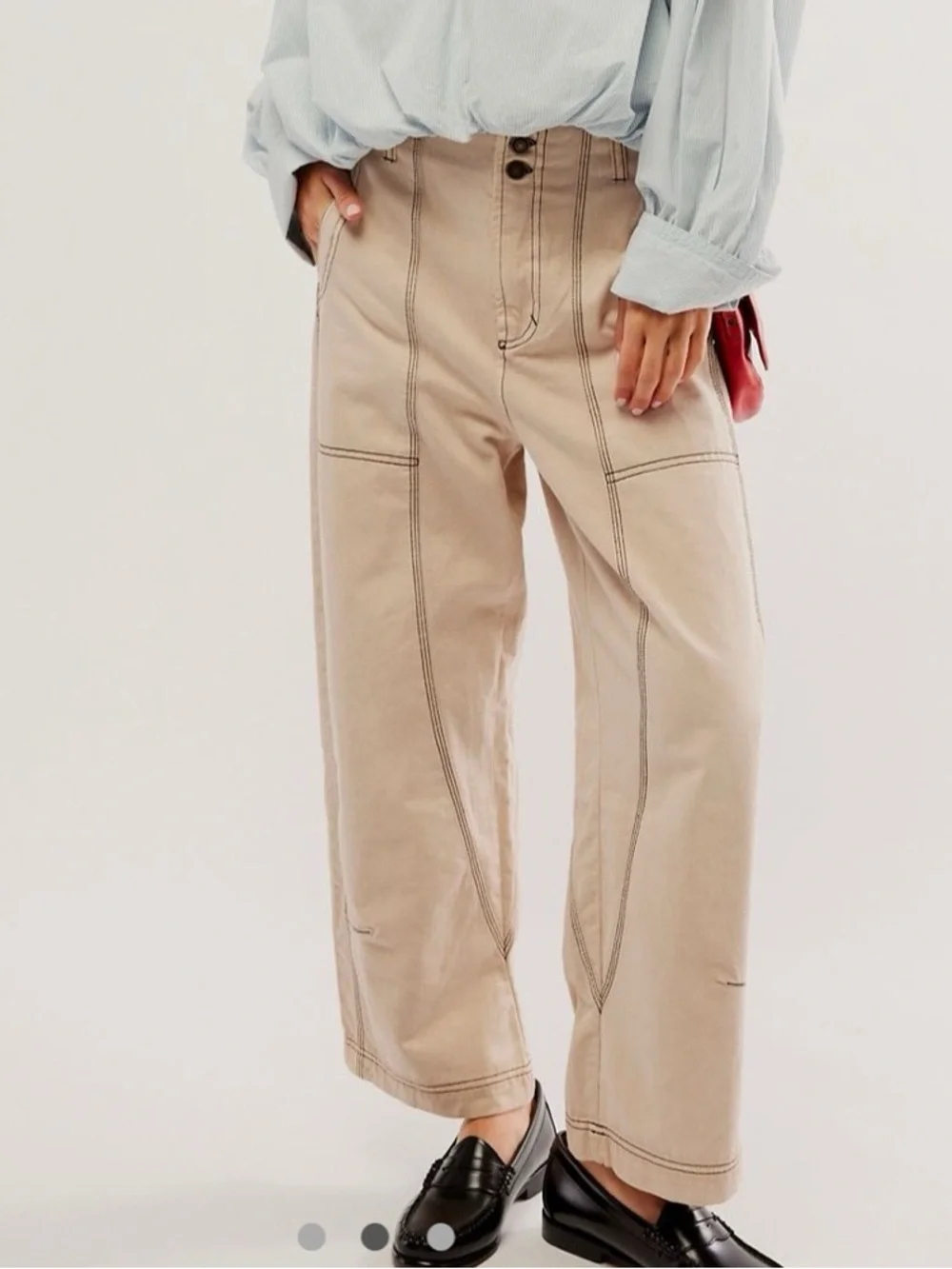 FREE PEOPLE SAWYER CARPENTER PANT khaki size 4